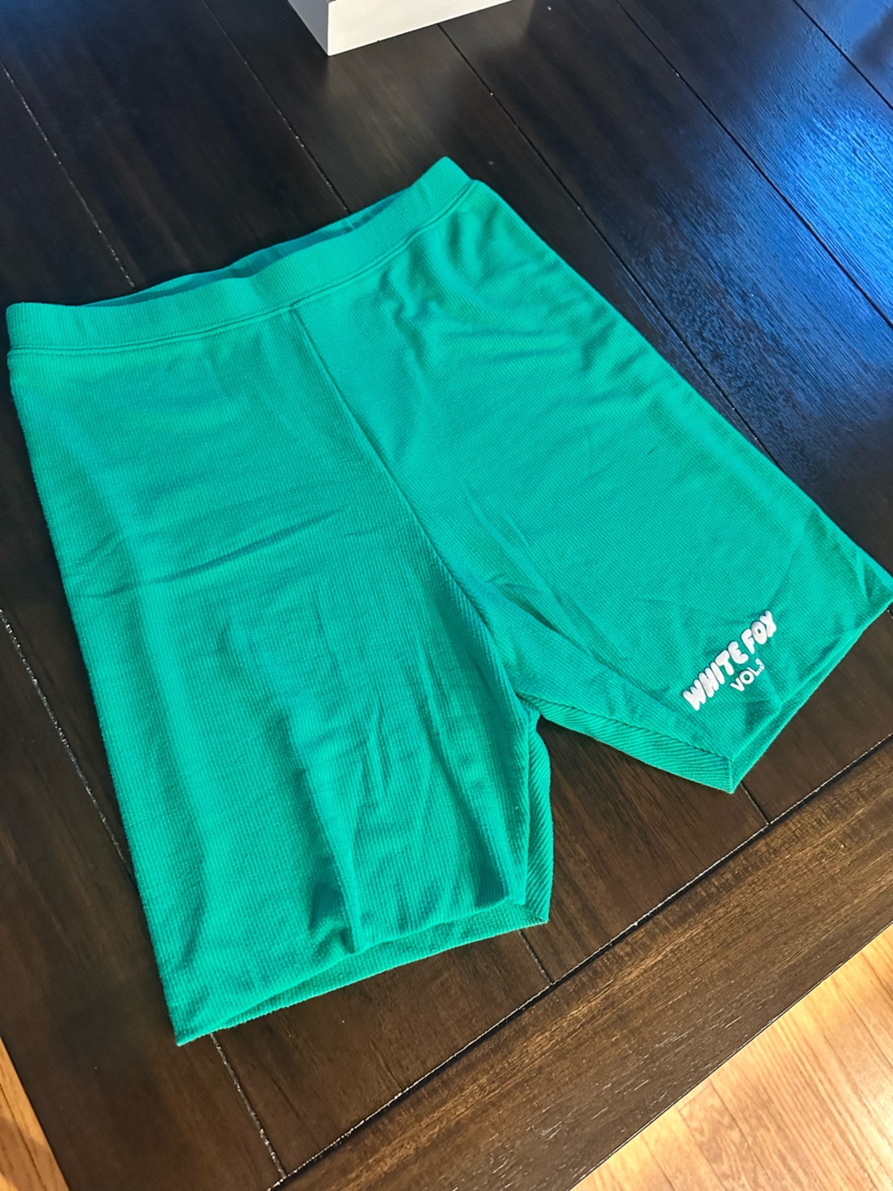 White Fox Boutique Green Ribbed Biker Shorts